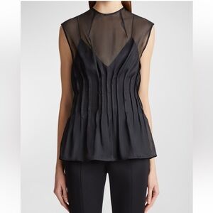 Khaite Westin Organza Top, 6, Black